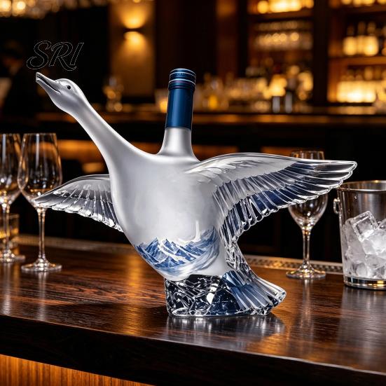 Unique Wine Bottle Gift 3D Animal Whiskey Decanter, 350ml Decorative Bottle, Glass Bird Liquor Design Artistic Decanter for Spirits Home Bar