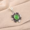 Green Cat's Eye Gemstone 925 Stamped Silver Jewelry Handmade Chain Pendant 1.62" CP-12-41