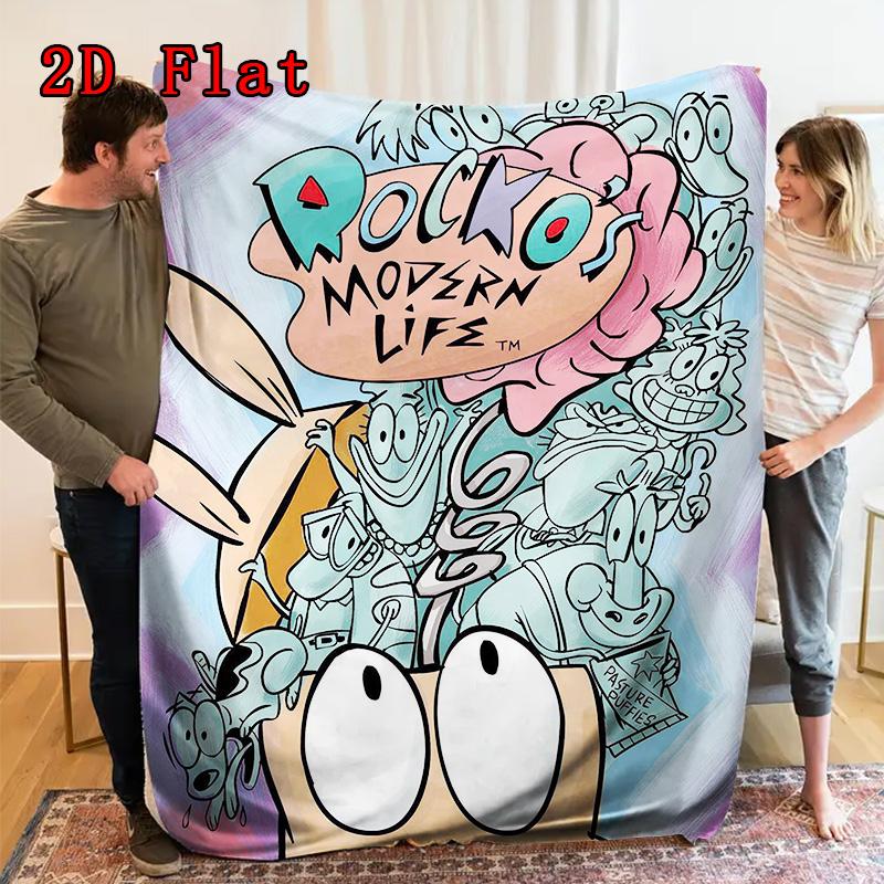 Rocko's Modern Life 2D Flat Pattern Flannel Blanket High quality All Seasons Warmth and Comfort Perfect for Christmas Gifts.PMT0914432