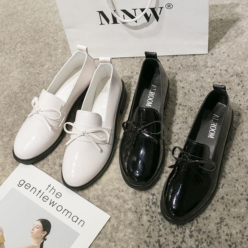 Осенняя кожаная обувь для женщин Кожаные мокасины Женская обувь Плоская рабочая обувь на низком каблуке Новая мода Женская обувь на платформе