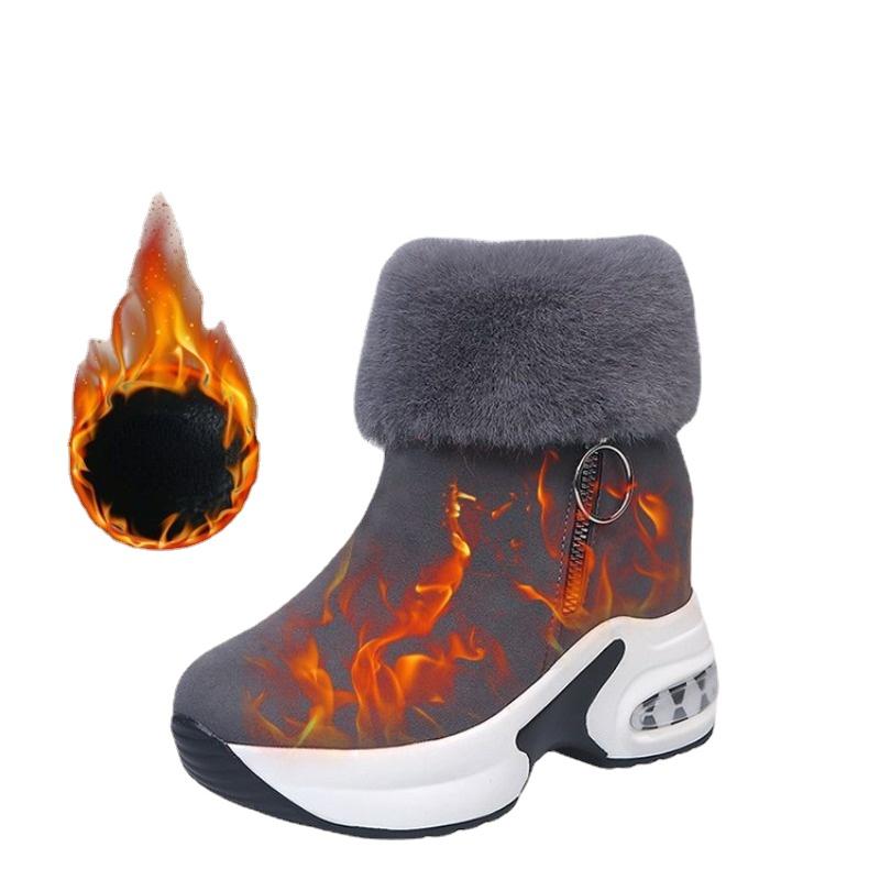 Модные женские короткие сапоги 2024 года, зимние женские сапоги на платформе, удобные ботильоны на танкетке из плюша, большие размеры 43, женская обувь из меха и меха