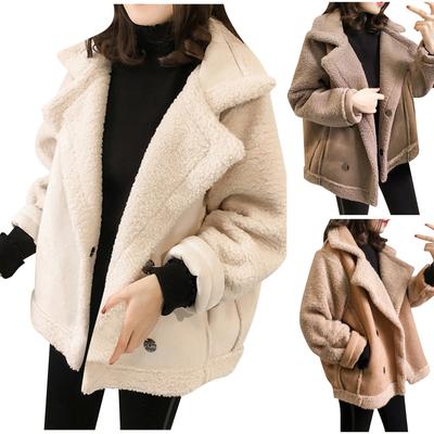 Женская повседневная удобная короткая байкерская куртка из овечьей шерсти