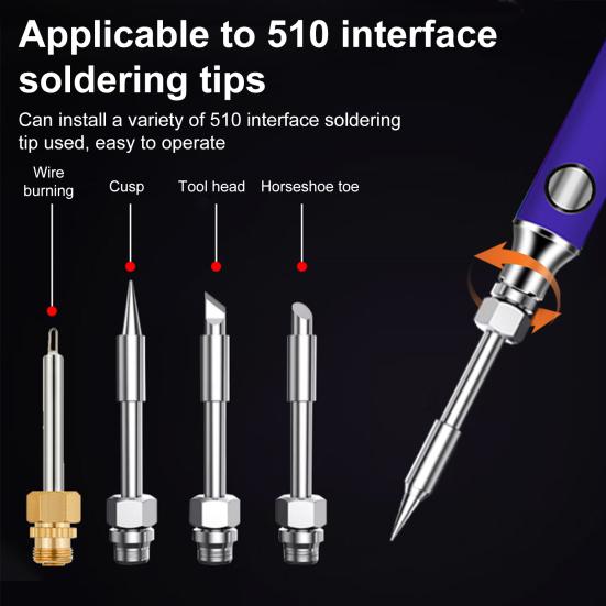 Электрический паяльник в комплекте с регулируемой температурой, быстрый нагрев, портативный, легкий дизайн, перезаряжаемый беспроводной паяльник-ручка