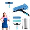 Squeegee Dry Wiper 250cm Extendable 2 In 1 Drain Wiper with 6 Extension Poles Squeegee Glass Cleaner Microfiber Wiper Rubber Long Mop High Place