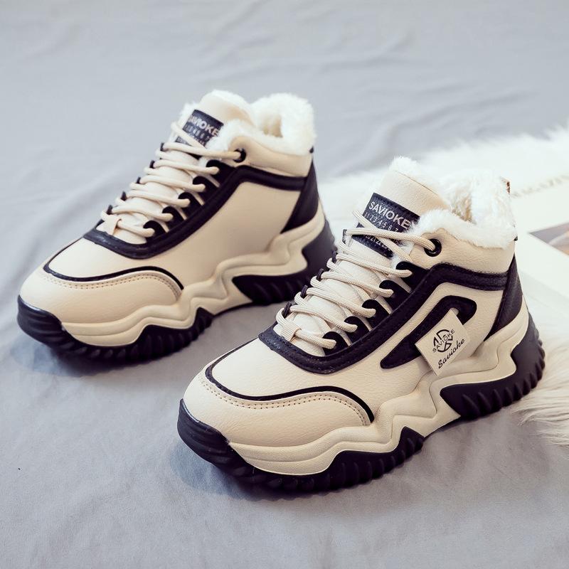 Хлопковые кроссовки с высоким верхом для женщин Зимние Новые Универсальные Спортивные Вулканизированные Повседневные Кроссовки для Папы Платформа Де Мухер