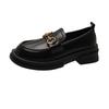 Fashion British Style Women's Breathable Loafers for Girls, Metal Buckle Versatile Soft Top Single Shoes, Small Leather Shoes for Women