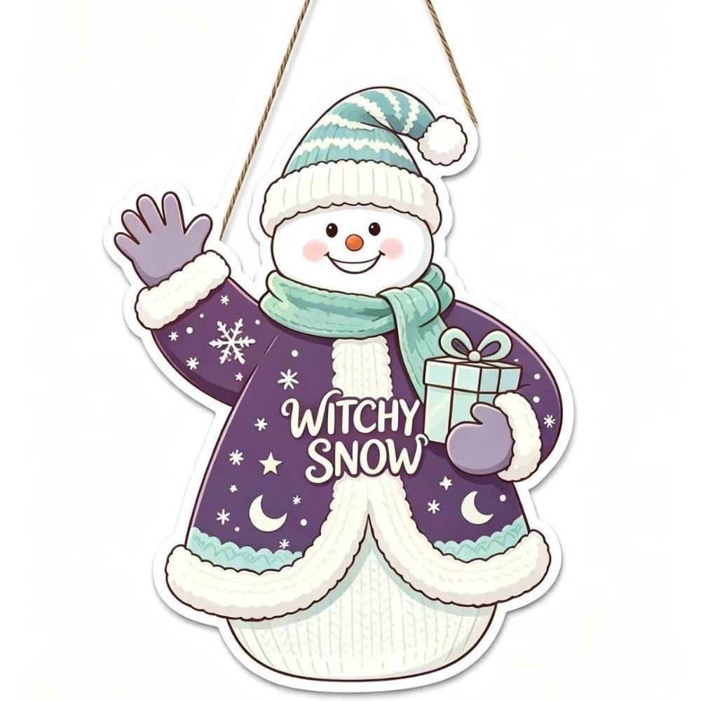 Rustic Style Christmas Hanging Ornaments 2D Flat Design Snowman Door Decoration Home Wall