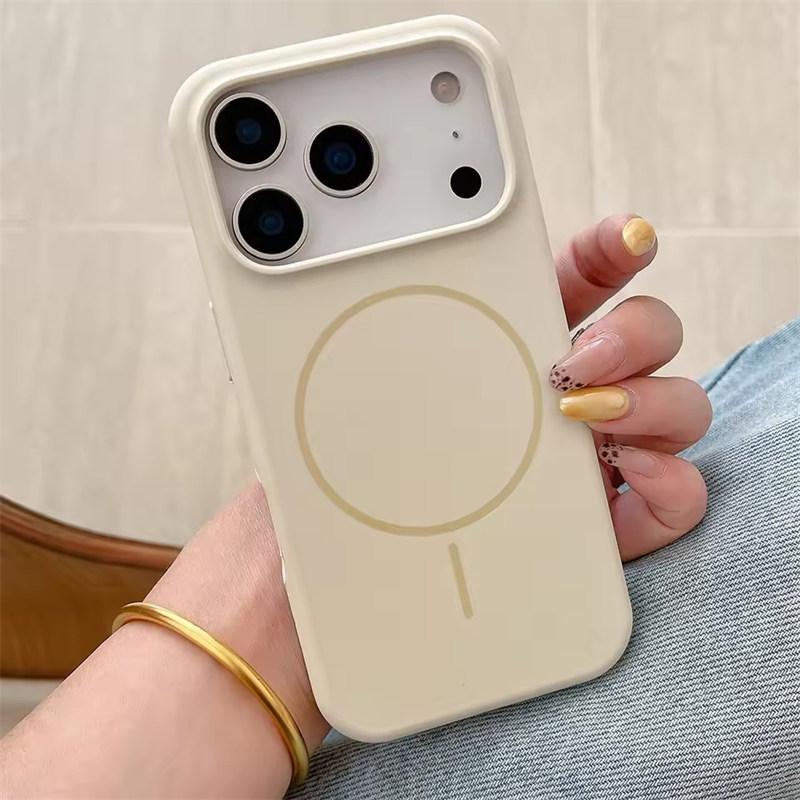 Матовый однотонный чехол из жидкого силикона для iPhone 17 Air 16 15 14 Plus 13 12 Pro Max для беспроводной зарядки Magsafe, противоударный чехол