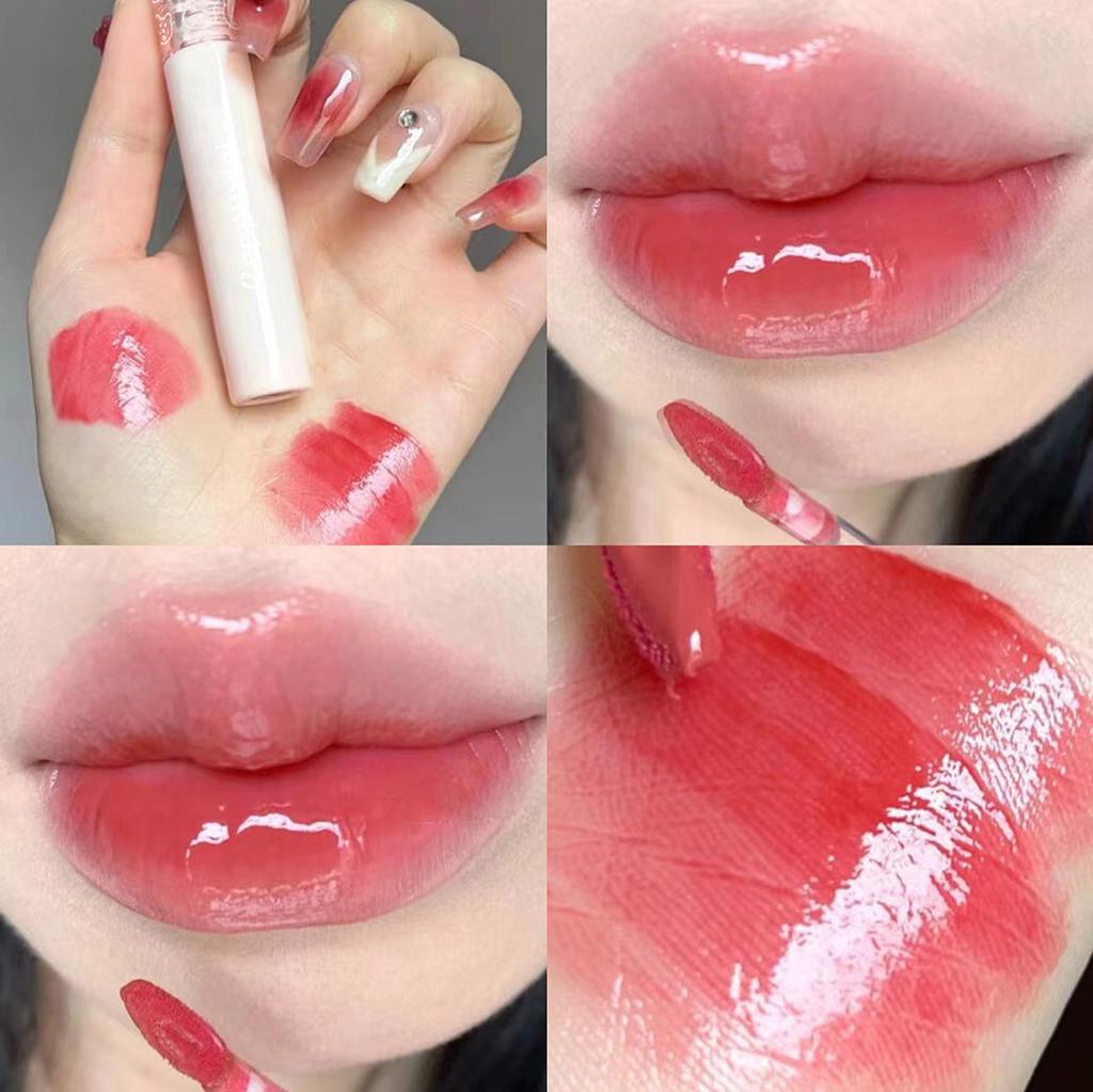 Lip Glaze, Mirror Water Glossy Glass, Pouty Lips, Not Easy To Fade, Whitening, Girly Pink Lipstick
