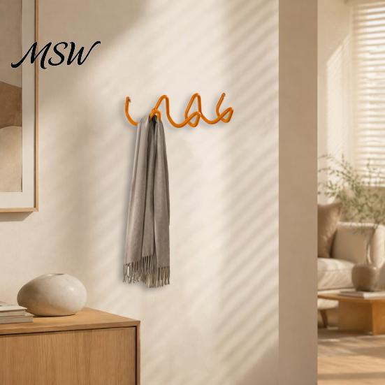 Decorative Wall Hangers Wave Hook, Nordic Style Iron Art Three Modern Entryway Organizer Mounted Storage Rack for And Living Room Minimalist