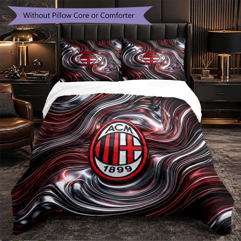 AC Milan Pattern 3?Pieces Bedding Set Soft Microfiber Duvet Cover with Pillow Cases for Bedroom