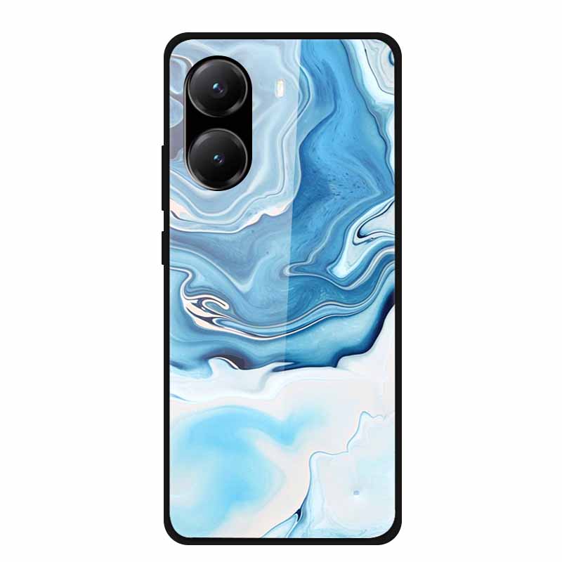 Закаленное Стекло Чехол для Poco X7 Pro Задняя Крышка ПК Жесткие Ударопрочные Чехлы для Xiaomi PocoX7 Pro Funda Мраморная Текстура Модный Coque