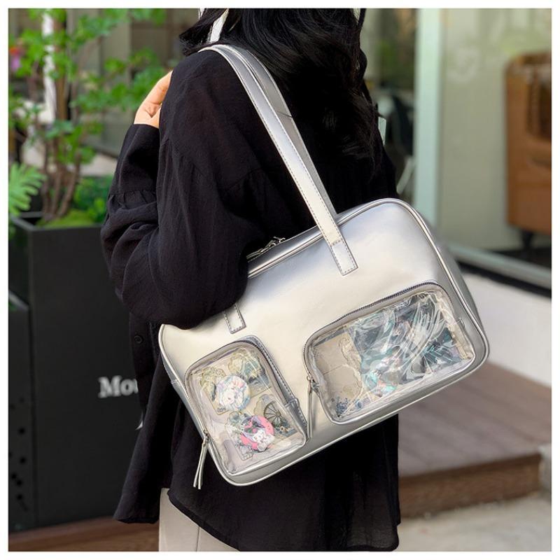 Прозрачная женская сумка из ПВХ, японский кампусный стиль, свежий и сладкий значок, новая модная сумка через плечо для известного в Интернете студента, сумочка