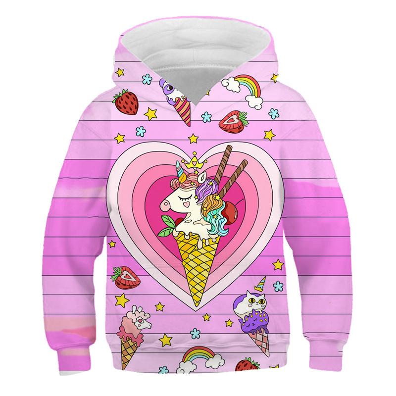 3D розовая толстовка с капюшоном Cool Girl Galaxy Harajuku, синий детский свитер с единорогом, красивая радужная школьная форма, креативная детская одежда