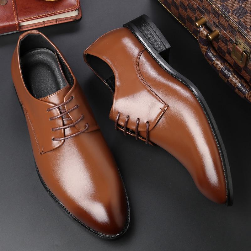 Men Breathable Leather Shoes Formal Business Shoes Pointed Toe Lace Up Wedding Shoes Men Large Size Amazon Shoes for Men