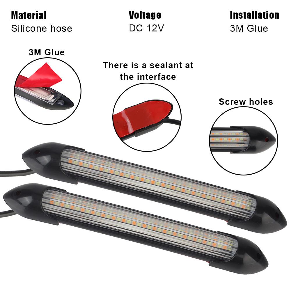 2 шт./компл. Автомобильный ДХО Дневной ходовой свет Светодиодный указатель поворота Универсальный автомобильный Стримерный поток Дневной свет Автостайлинг Автомобильная фара Последовательная полоса