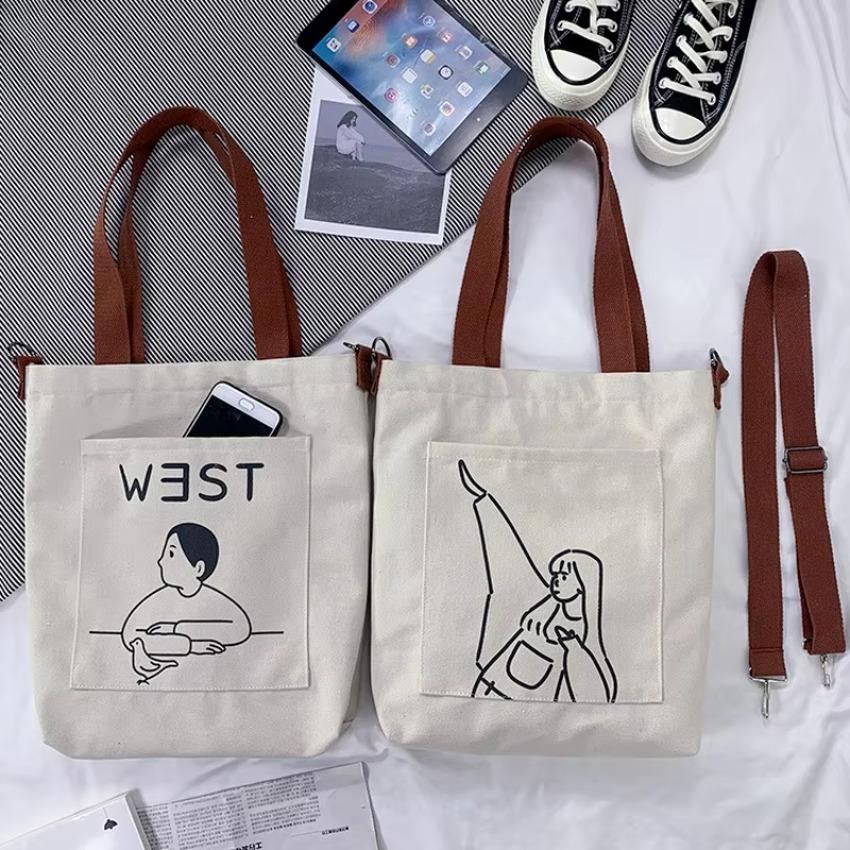 1 Pcs Women's Bag Canvas Bag Girl Student Korean Version New Versatile Canvas Bag Women's Crossbody