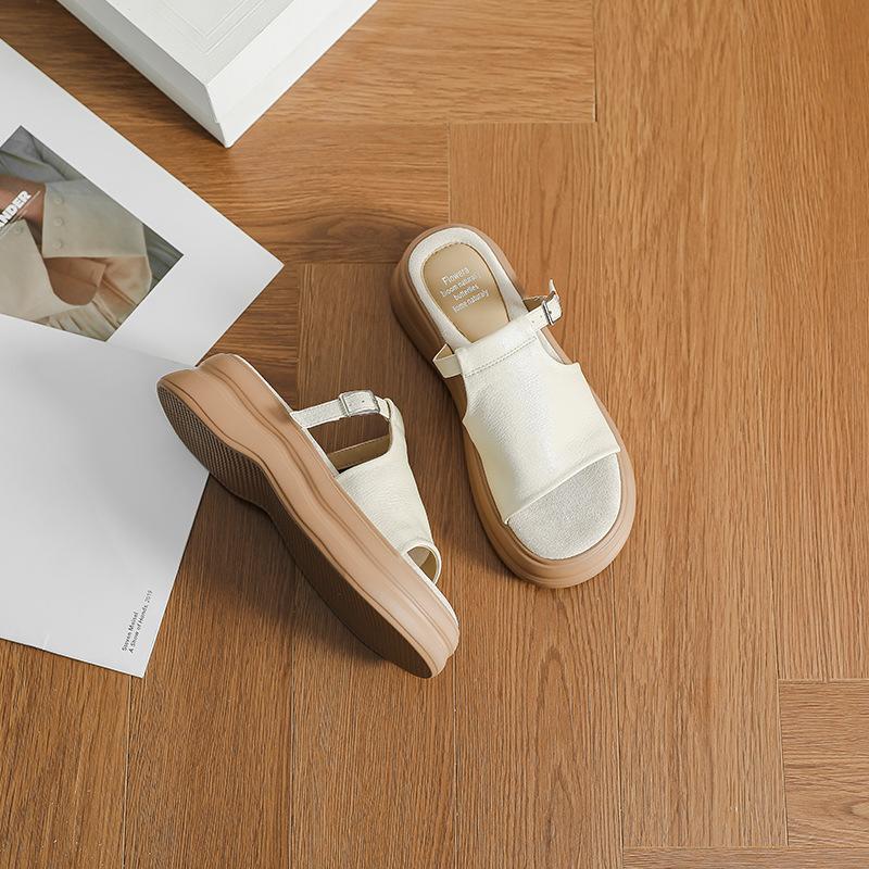 Комфорт~ Ретро слово с повседневными сандалиями на платформе, женские летние новые сандалии на плоской подошве в римском стиле