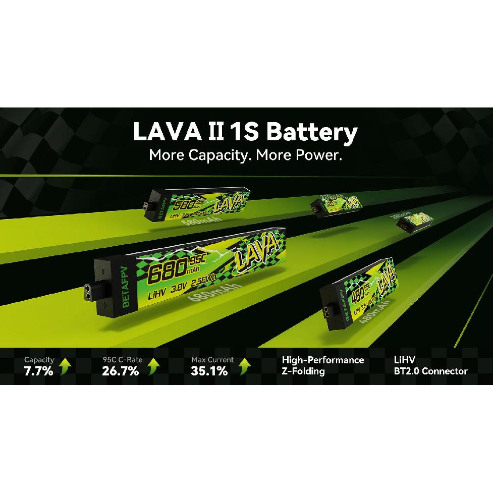 BETAFPV LAVA II 580mAh 1S Battery BT2.0 For Air75, Meteor75 Pro Whoop Drone FPV For 6 Ports 1S Battery Charger & Adapter