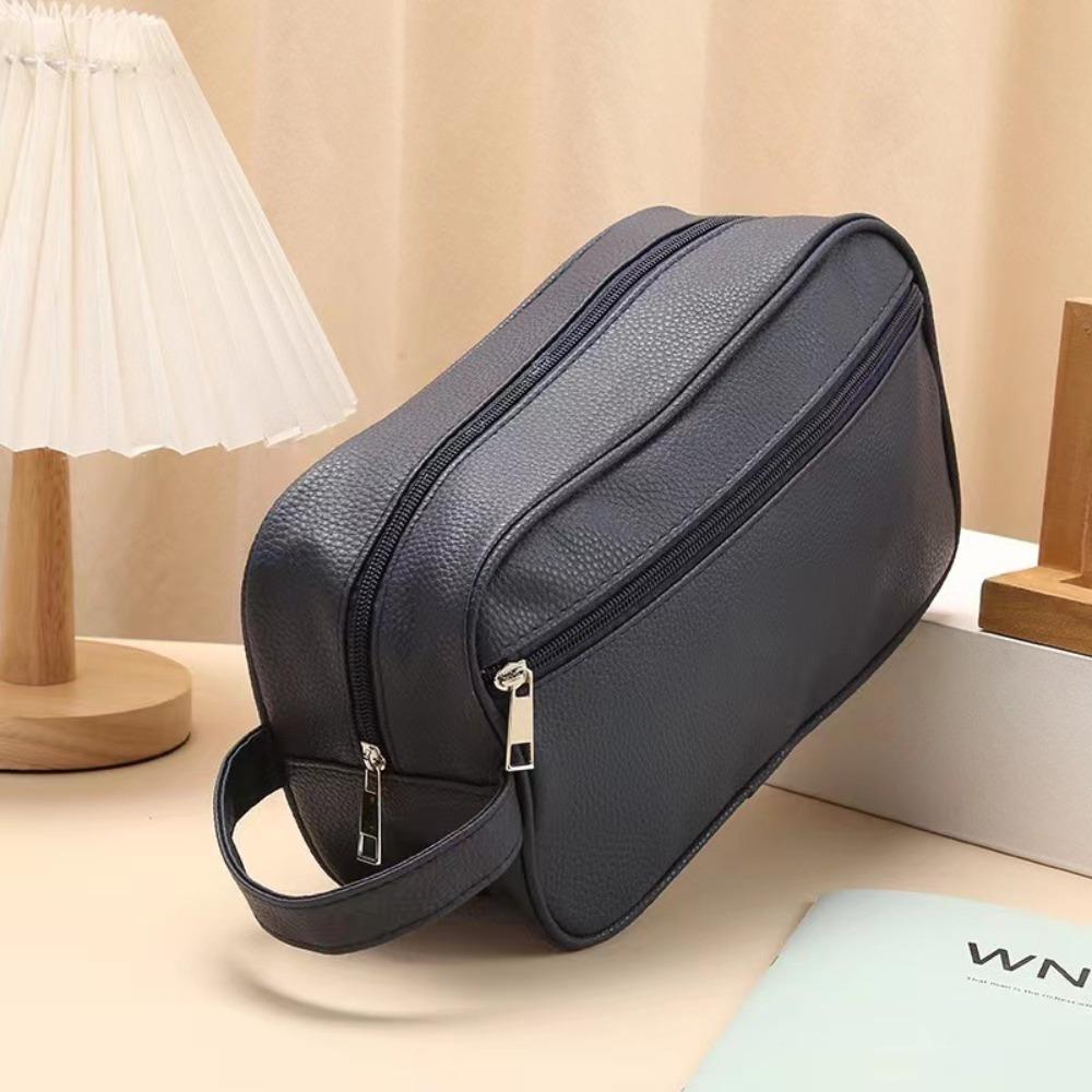 Lychee Pattern Man's Cosmetic Bag PU Make Up Pouch Bag Simple Toiletry Storage Bag Outdoor