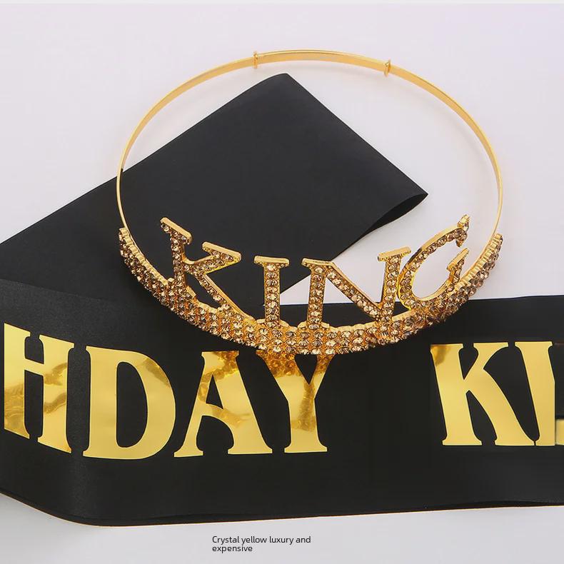 Мужской комплект из королевской короны и пояса на день рождения - праздничный головной убор для торта