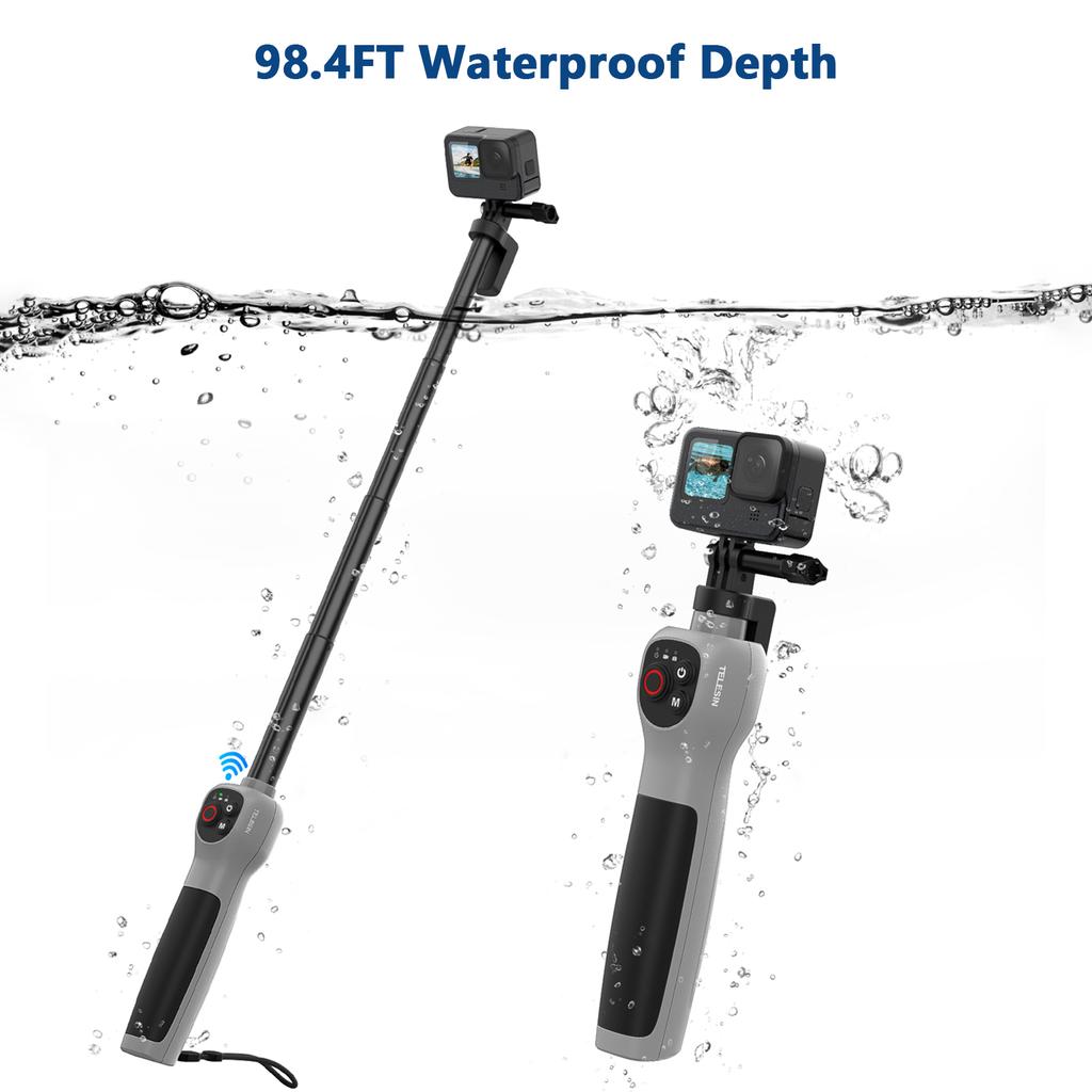 TELESIN Sports Camera Underwater Selfie Stick with Remote Control Diving Extension Stick Max. 85cm Extended Length 30M