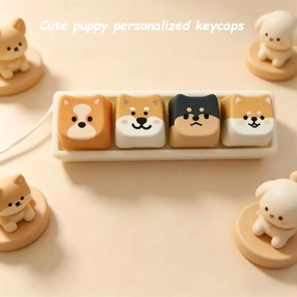 Backpack Pendant Puppy Keychain Shiba Inu Keycap Keychain Creative Keyboard Key Ring Kids Toy