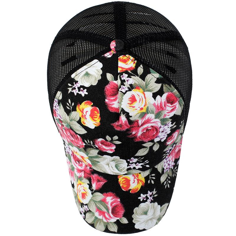 Солнцезащитный крем Бейсбольная кепка с цветочным принтом розы Спортивные сетчатые кепки Дышащие повседневные шляпы для гольфа Snapback Hat