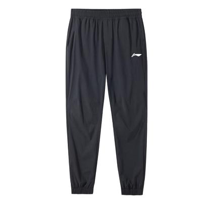 Мужские спортивные штаны Li Ning Sports с манжетами и завязками, универсальные, черные AYKT529-1