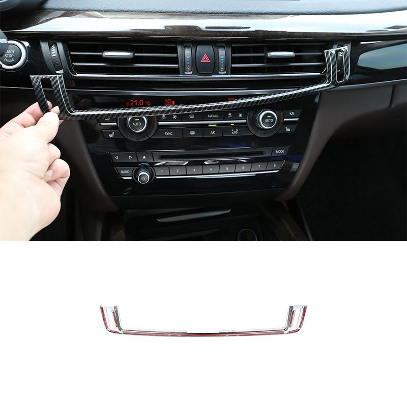 Car Carbon Fiber Texture Interior Center Control Air Condition Outlet Frame Cover Trim For BMW X5 X6 F15 F16 2014 - 2017