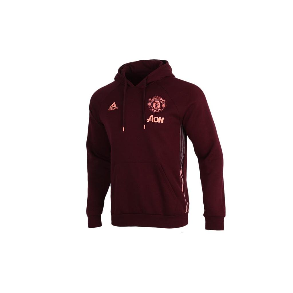 adidas Свитшоты Манчестер Юнайтед Мужские Бордовые С капюшоном Умеренный Обычный GK9432