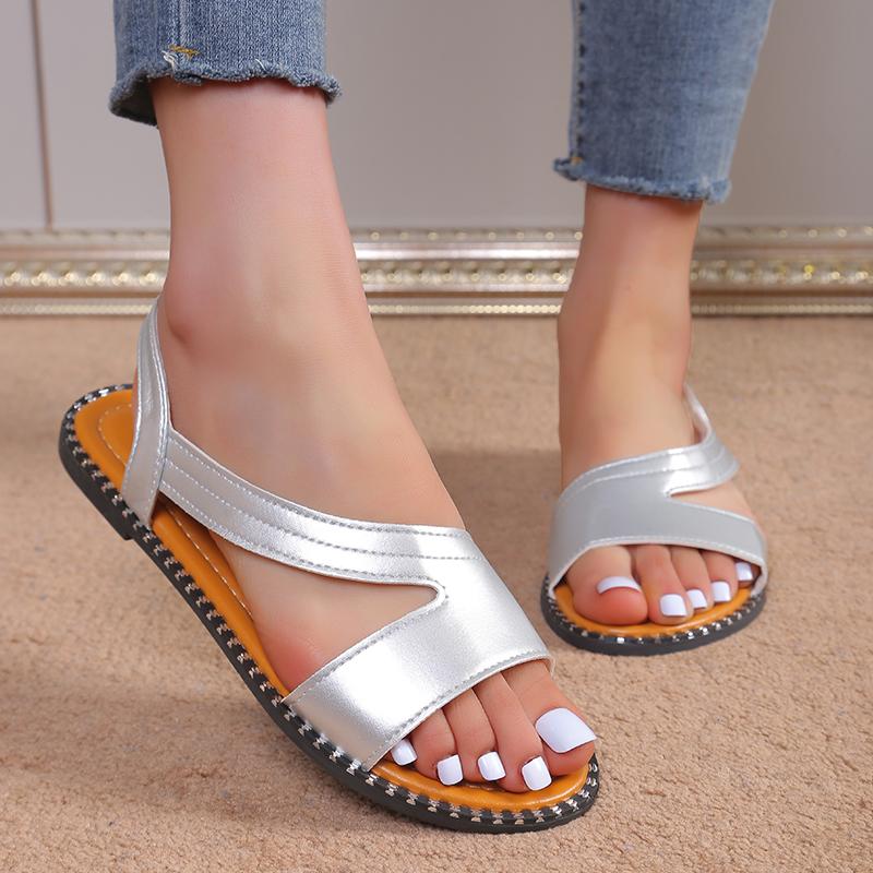 Fashion New Summer Shoes Women Sandals Flat Beach Shoes Woman Plus Size Solid Sandal Comfort Leather Sandals