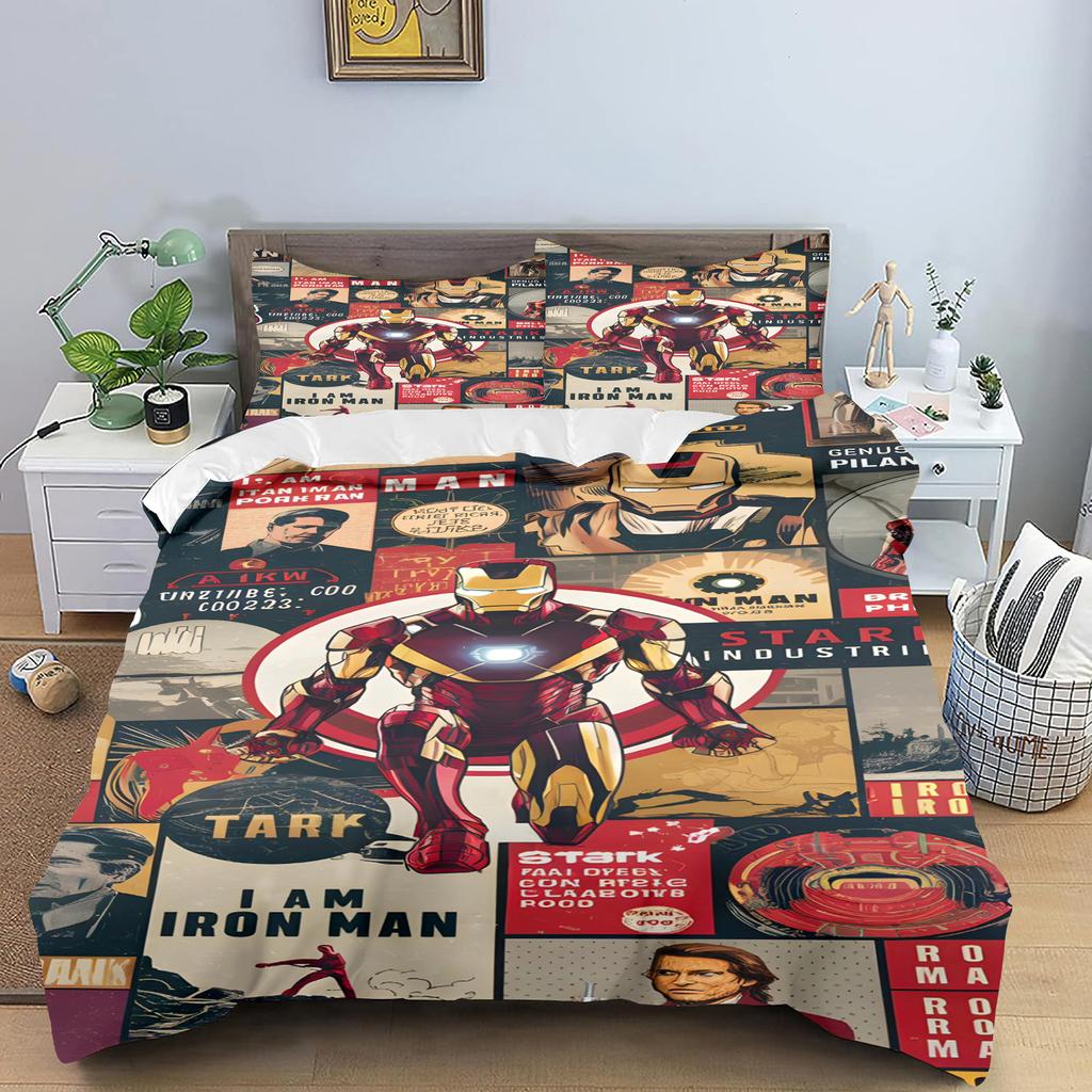 Постельное белье с принтом Железный Человек Куроми для детей, размер King Size, роскошный пододеяльник, 100% полиэстер, 3 предмета, рождественские подарки, домашний декор