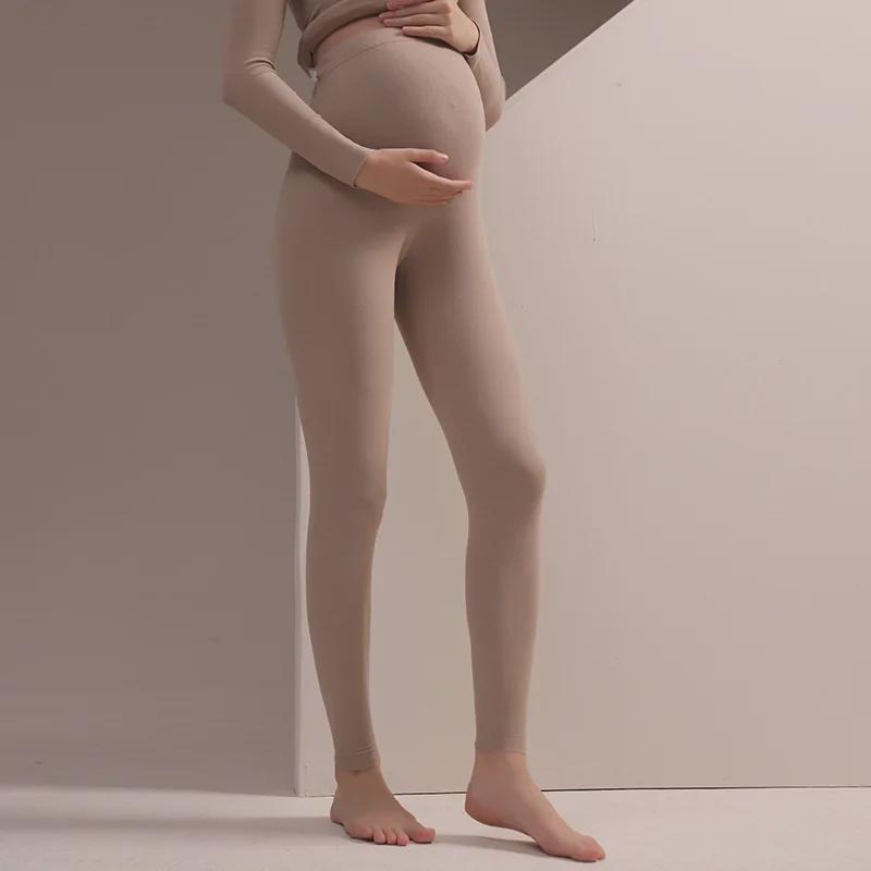 Теплые флисовые леггинсы большого размера для беременных женщин: Пижамные штаны подходят для раннего и позднего периода беременности, на осень и зиму