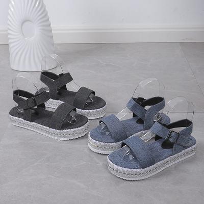 Сандалии большого размера для женщин, лето 2025 года, новые европейские и американские сандалии на круглой платформе с модными пряжками