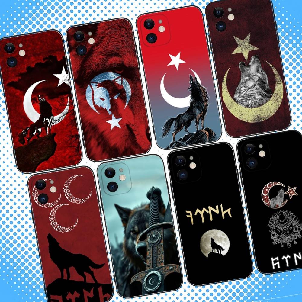 Чехол для телефона Turk Wolf Turkey Flag для iPhone 17,16,15,14,13,12,11,Pro,Max,Plus,Air,X,XS,XR,SE,8,7,Mini,Мягкий Черный Чехол