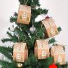 1 /30 Pcs Christmas Candy Gift Box with Tag Kraft Paper Cookie Snack Packing Bags 2025 Xmas Party Home Decoration New Year