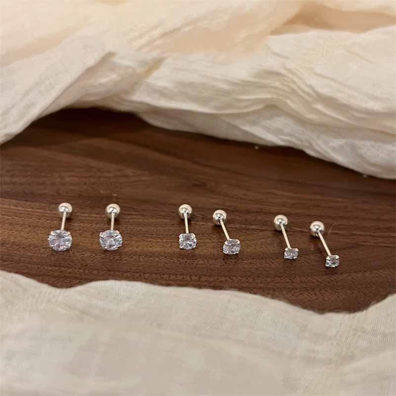 Элегантные серьги-пусеты на винтовой застежке, сверкающие циркониевые бриллианты, гипоаллергенные, подарочные украшения, изящные аксессуары для пирсинга ушей, женский подарок