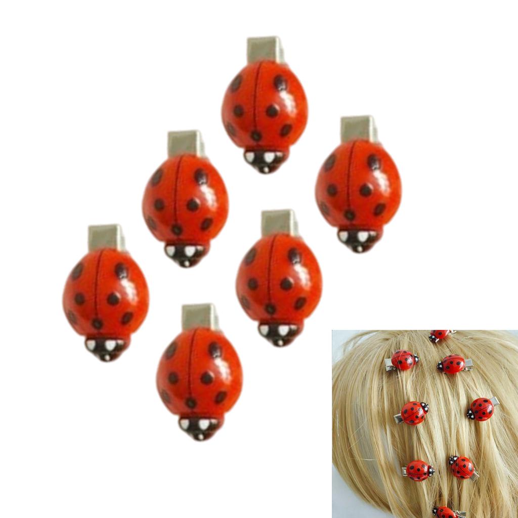 6 шт. мультяшные заколки для волос в виде божьей коровки, заколки с сильной фиксацией, модные аксессуары для волос для детей, девочек, женщин, для повседневной носки