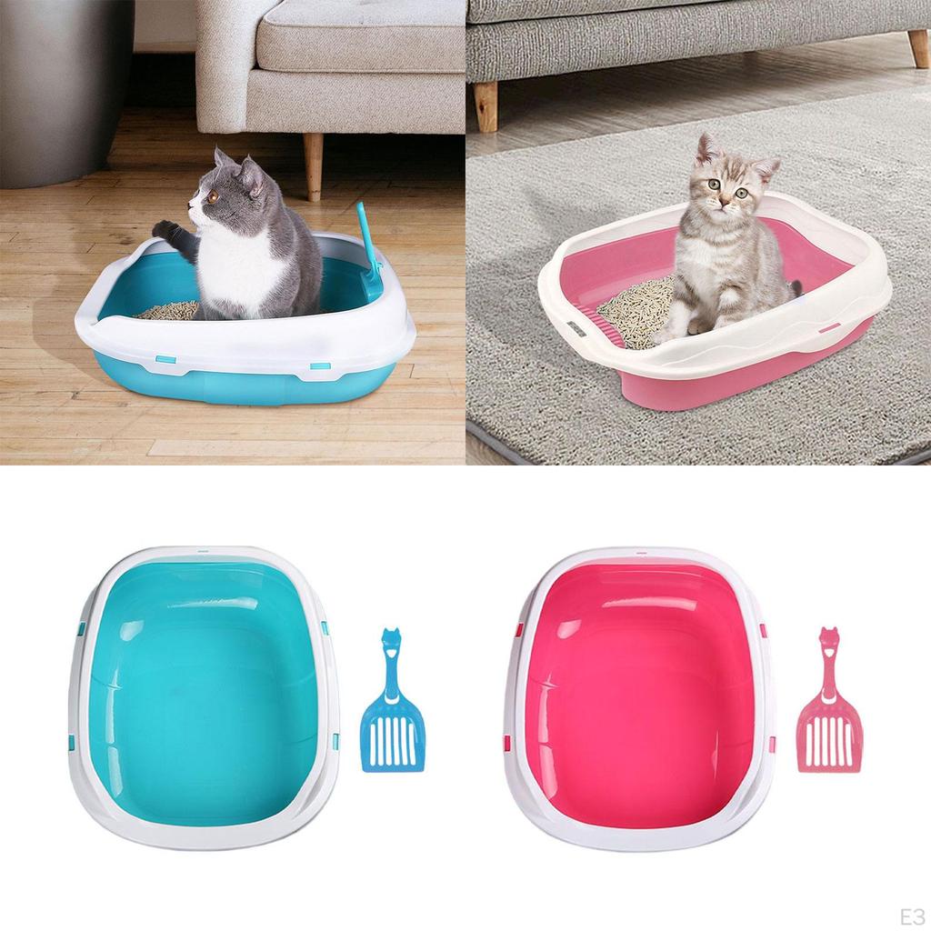 Cat Deep Toilet Durable Sifting Anti Splashing Sand Box Open Cats Litter Pan for Small Medium Large