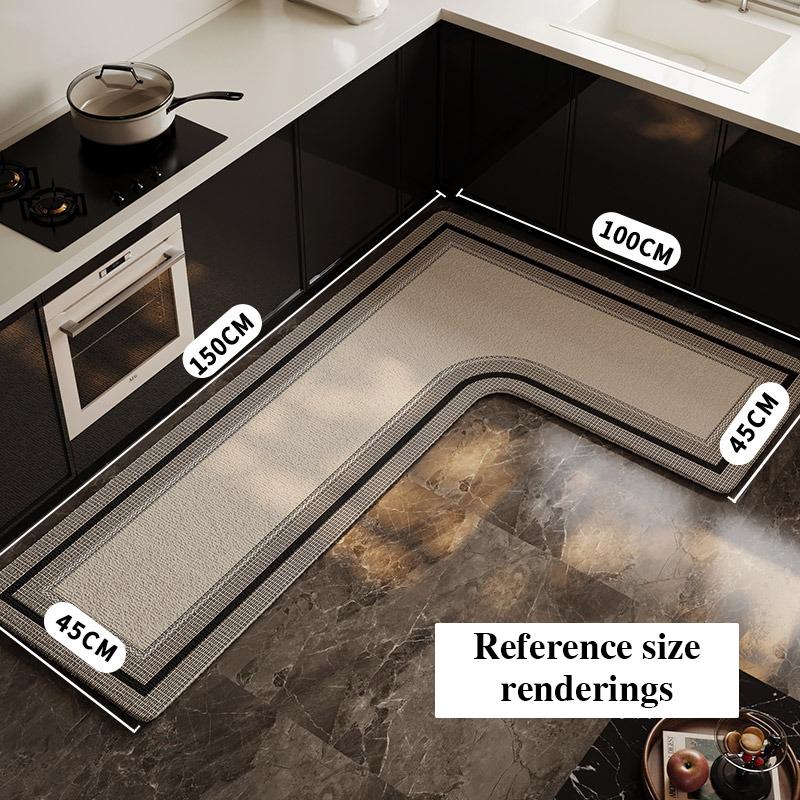 Кухонный коврик Водонепроницаемый Нескользящий Износостойкий Ковер L-образной формы Минималистичный Геометрические линии Коврики Домашний декор Коврик