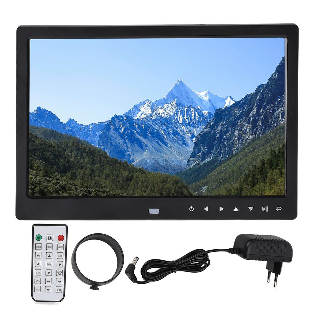 Цифровая фоторамка 12 дюймов USB HD Загрузка фото видео с телефона Многофункциональная рекламная машина с динамиком Черная EU