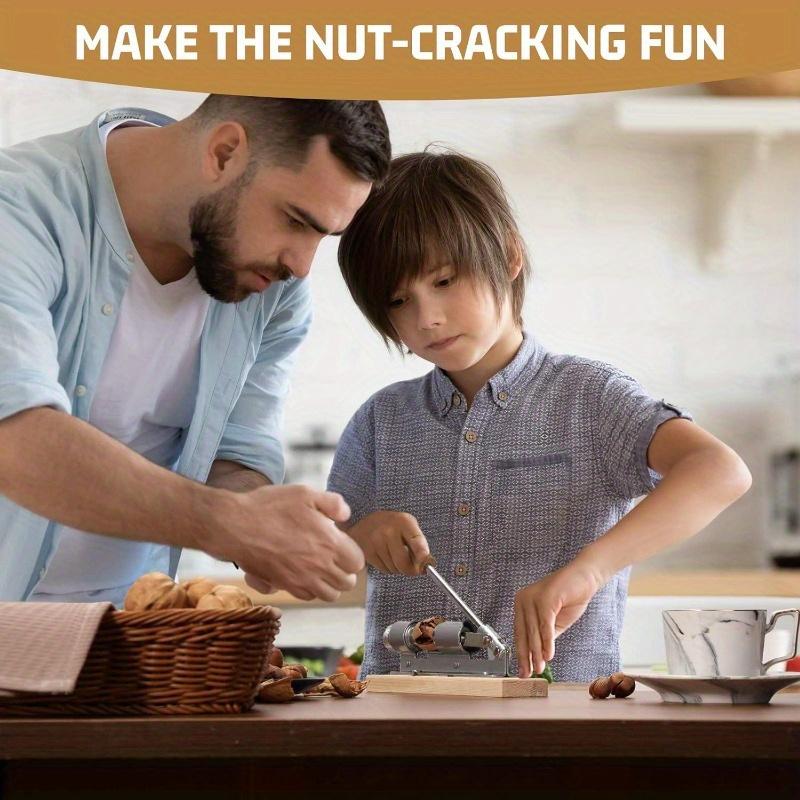1 шт. прочная форма для орехового печенья, регулируемый орехокол для фундука, миндаля, грецкого ореха, бразильского ореха, настольный орехокол с деревянной основой и ручкой
