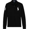 Polo Solid Color Big Pony Embroidered Logo Long Sleeve Polo Shirt Men Tops Black 710671951-002