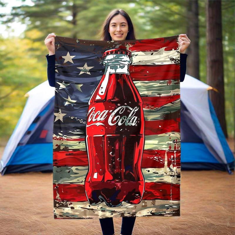 Christmas gift Halloween themed cola beverage Coca Cola blanket soft home furnishing nap decoration four seasons warm Sherpa blanket U1