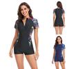 "European and American Women's Long-Sleeve Surfing Swimsuit with Sunscreen Protection"
