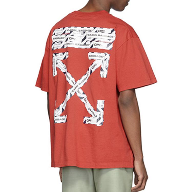 Off-White SS20 Airport Tape Arrow Print Футболка с короткими рукавами Мужские топы Красный OMAA038S201850032088