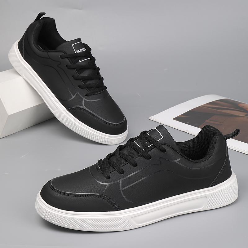 Мужские кроссовки Модные мужские туфли из искусственной кожи Обувь для бега на открытом воздухе Тренировочная обувь Высококачественная удобная обувь для мужчин Черный 1