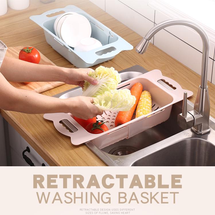 Многофункциональную сливную корзину для кухни можно растянуть по длине