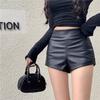 2025 Women's High Waist Black PU Leather Shorts - Slimming, Fashionable, and Sexy Hip-Wrapping Design for Winter and Autumn